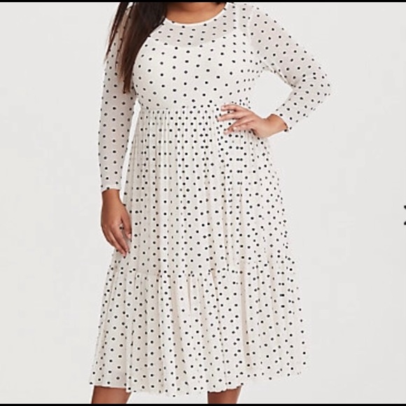 torrid Dresses & Skirts - Torrid white with sm black velvet polka dots dress